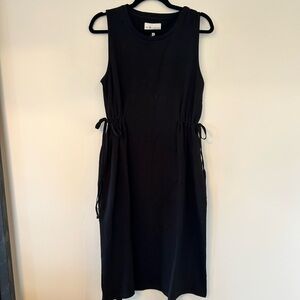 NWT Sleeveless Black Drawstring Midi Dress by